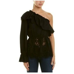 Bcbgmaxaria one shoulder embroidered top